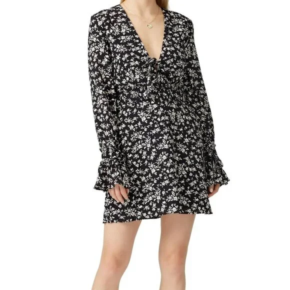 The East Order | Dresses | The East Order Elsa Dress Blackwhite Floral Mini  Dress Long Sleeve Size Small | Poshmark